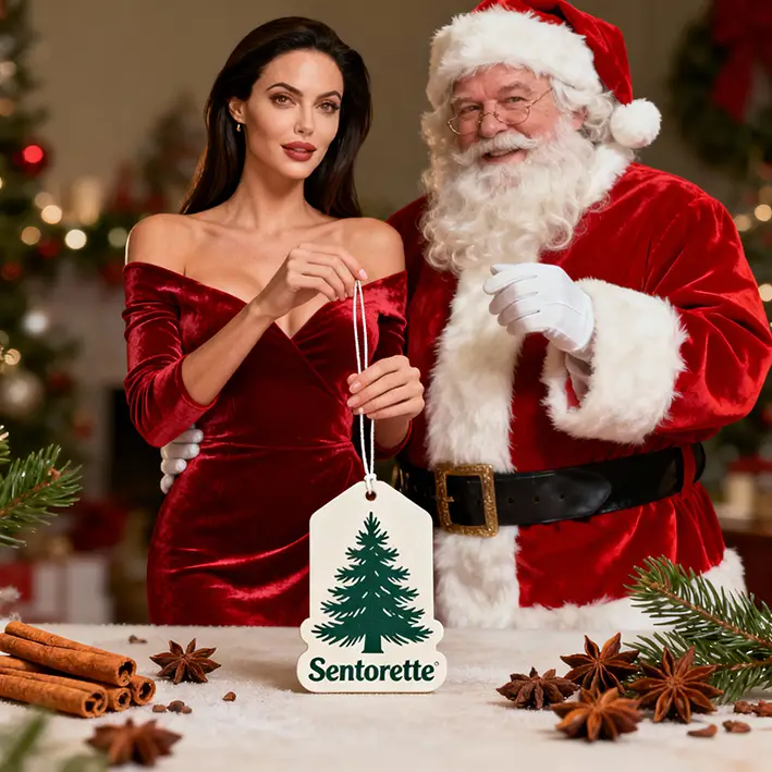 Personalisierter Auto-Duftspender mit Weihnachtszauberduft: warmer und umhüllender Duft mit Noten von Gewürzen, Zitrusfrüchten und Weihnachtsgebäck, ideal, um während jeder Fahrt eine festliche und einladende Atmosphäre zu schaffen.﻿